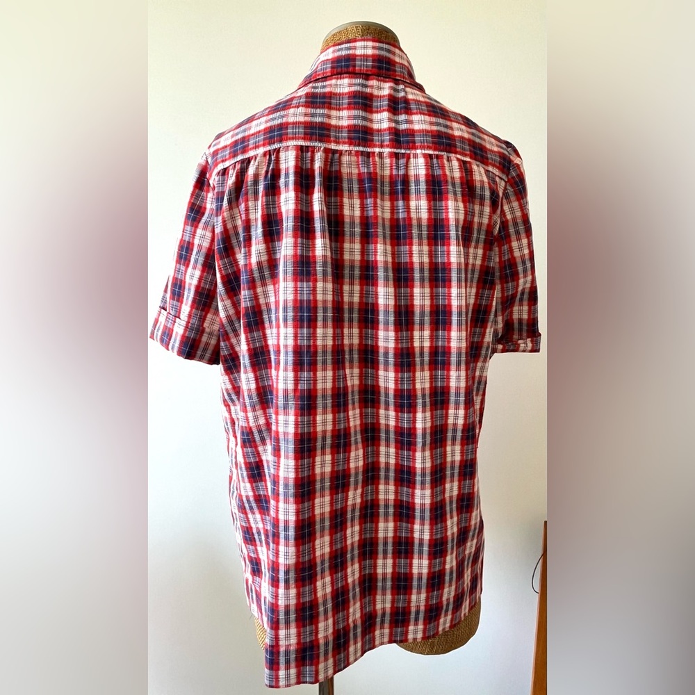 Women’s Red White and Blue Plaid Shirt - Picture 2 of 6